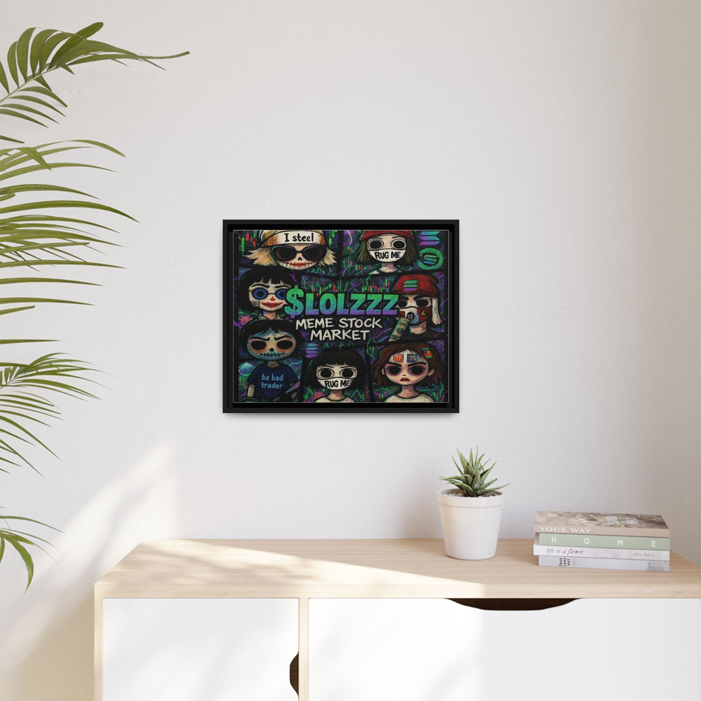 LOLZZZ Framed Canvas Art - '$LOLZZZ MEME STOCK MARKET'